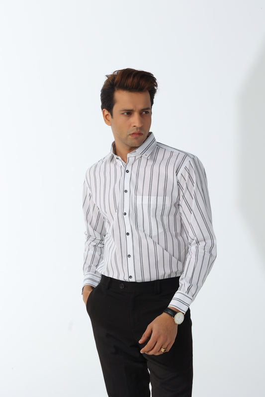 Men's Black Striped Formal Shirt