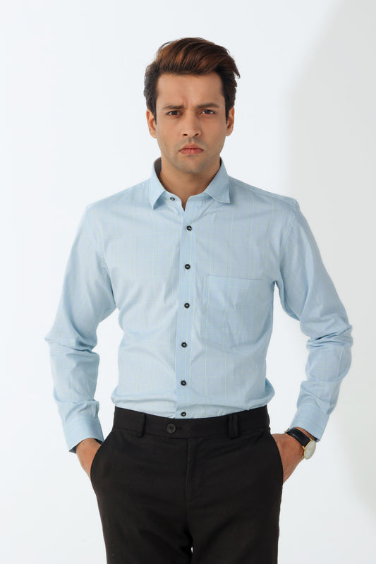 Sky Blue Men's Check Shirt