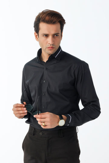 Bespoke Sleek Black Formal Shirt