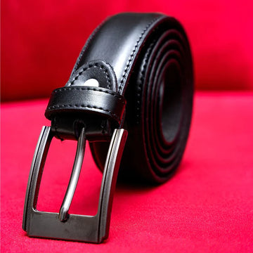 Leather Belt Plain Black