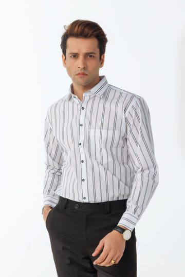 Men's Black Striped Formal Shirt