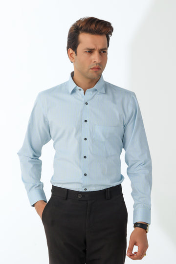 Sky blue men's check shirt