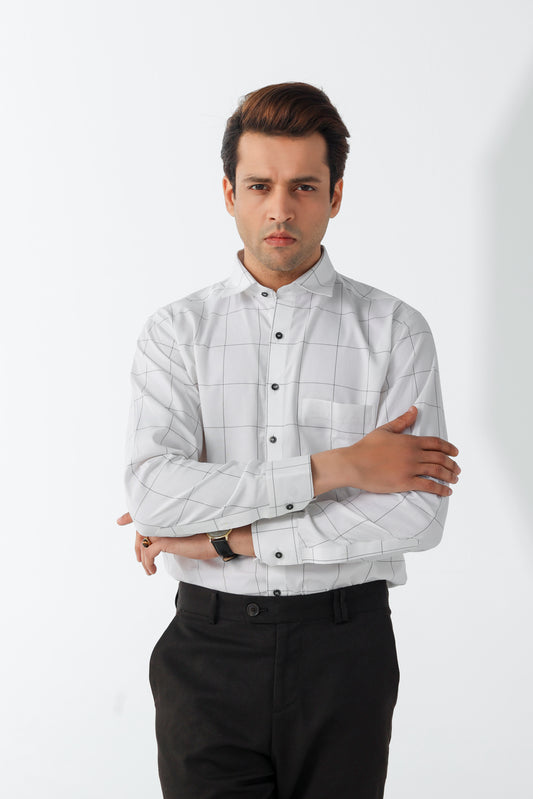 Black & White Grid Formal Shirt