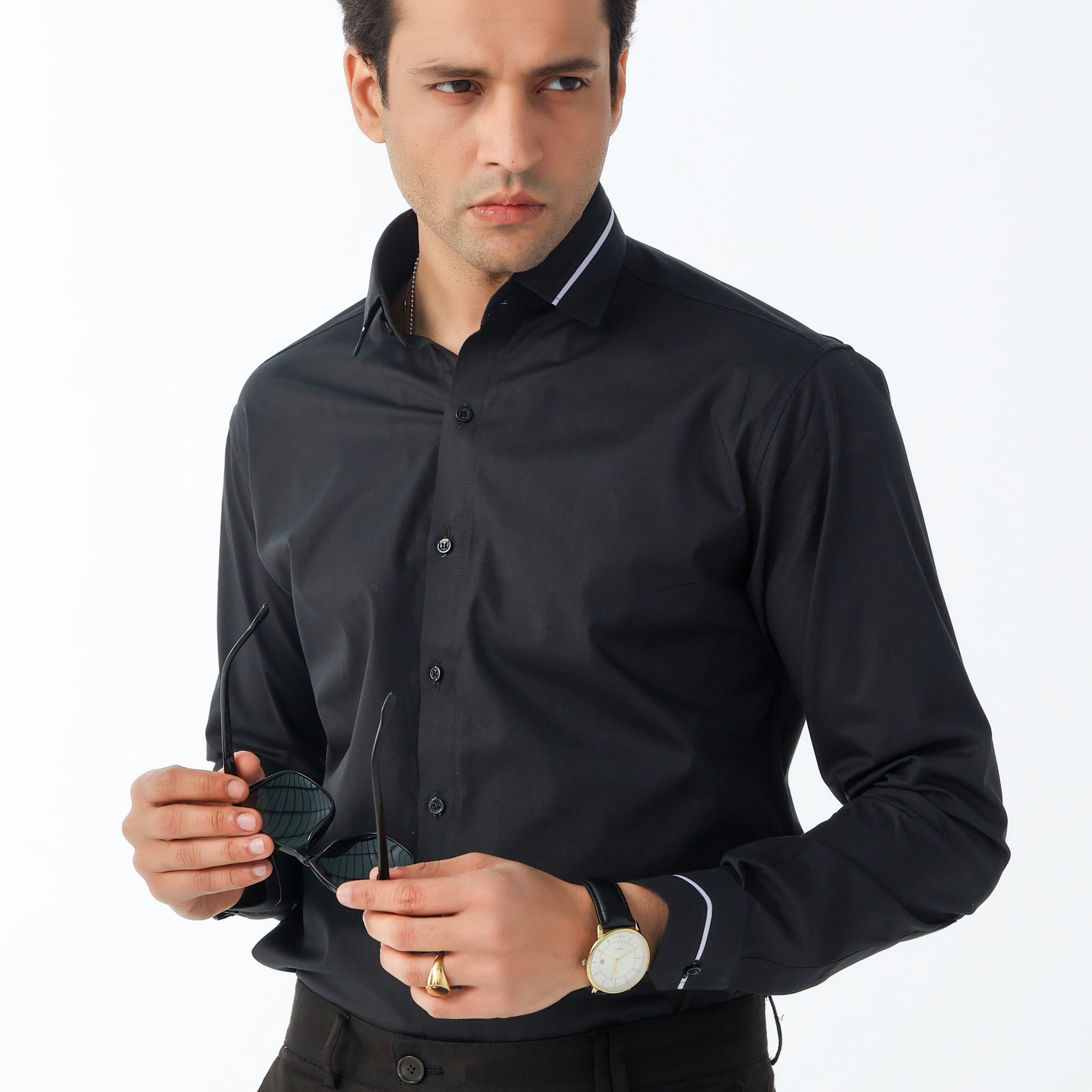 Bespoke Sleek Black Formal Shirt