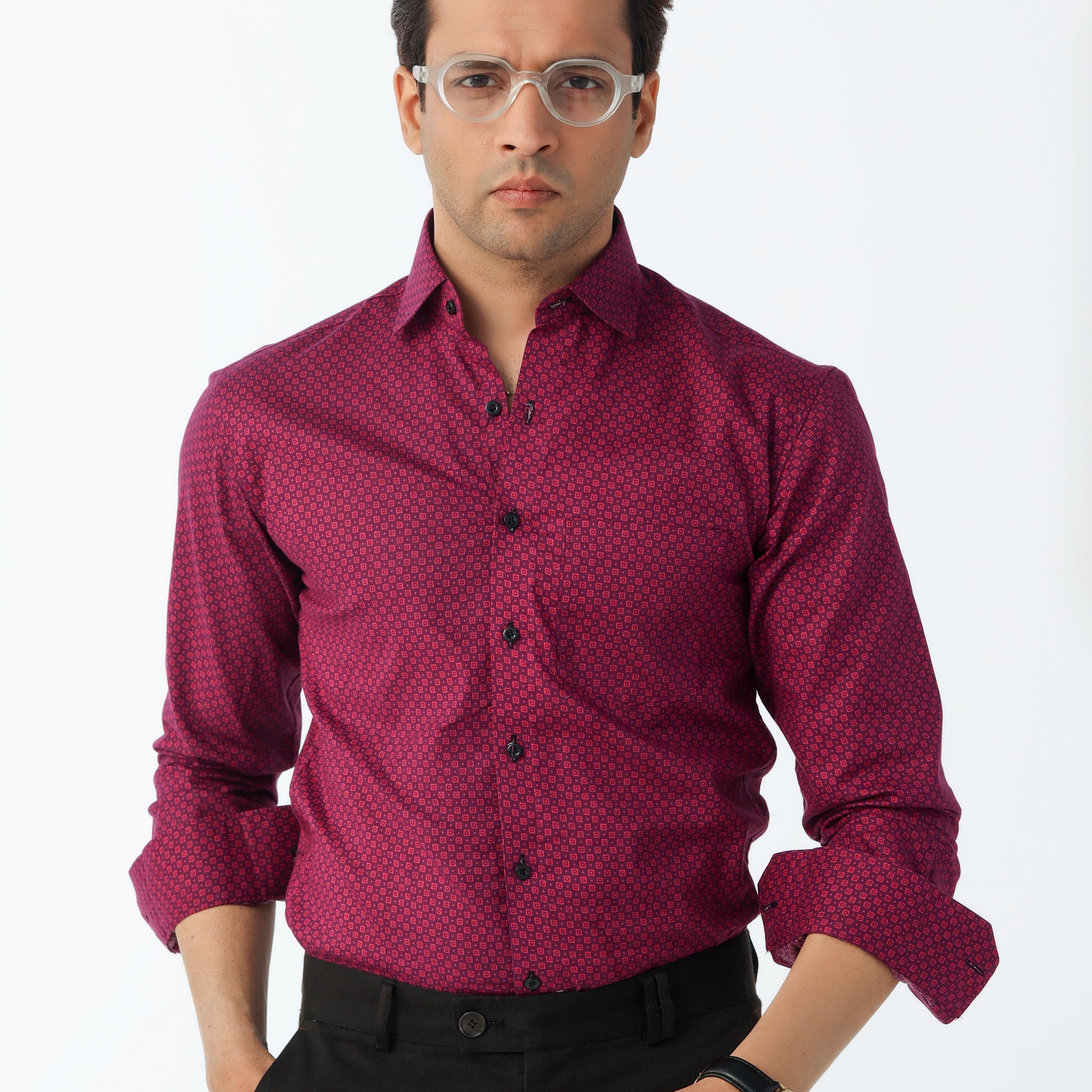 Maroon Printed texture shirt