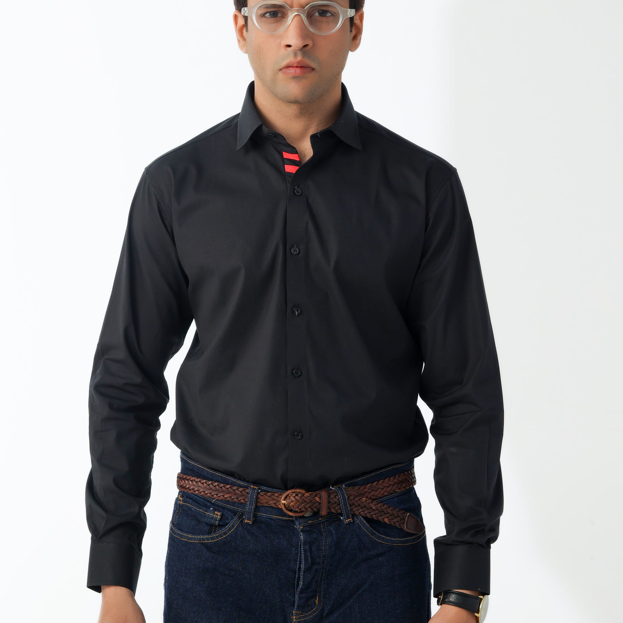 Men's Black Shirt With Red Diagonal