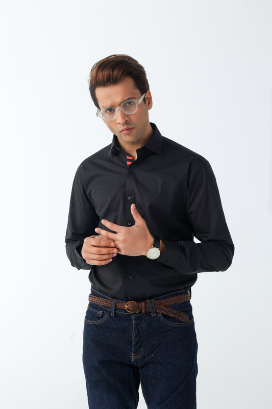 Men's Black Shirt With Red Diagonal