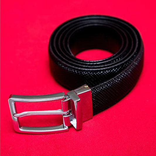 Black Dotted & Plain Reversible Leather Belt
